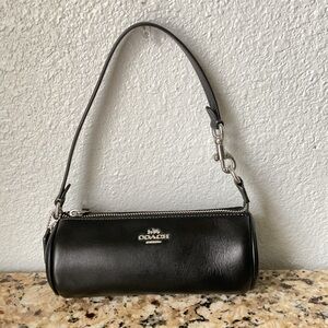 SOLD—Coach Black Leather Barrel Shoulder Bag NWT